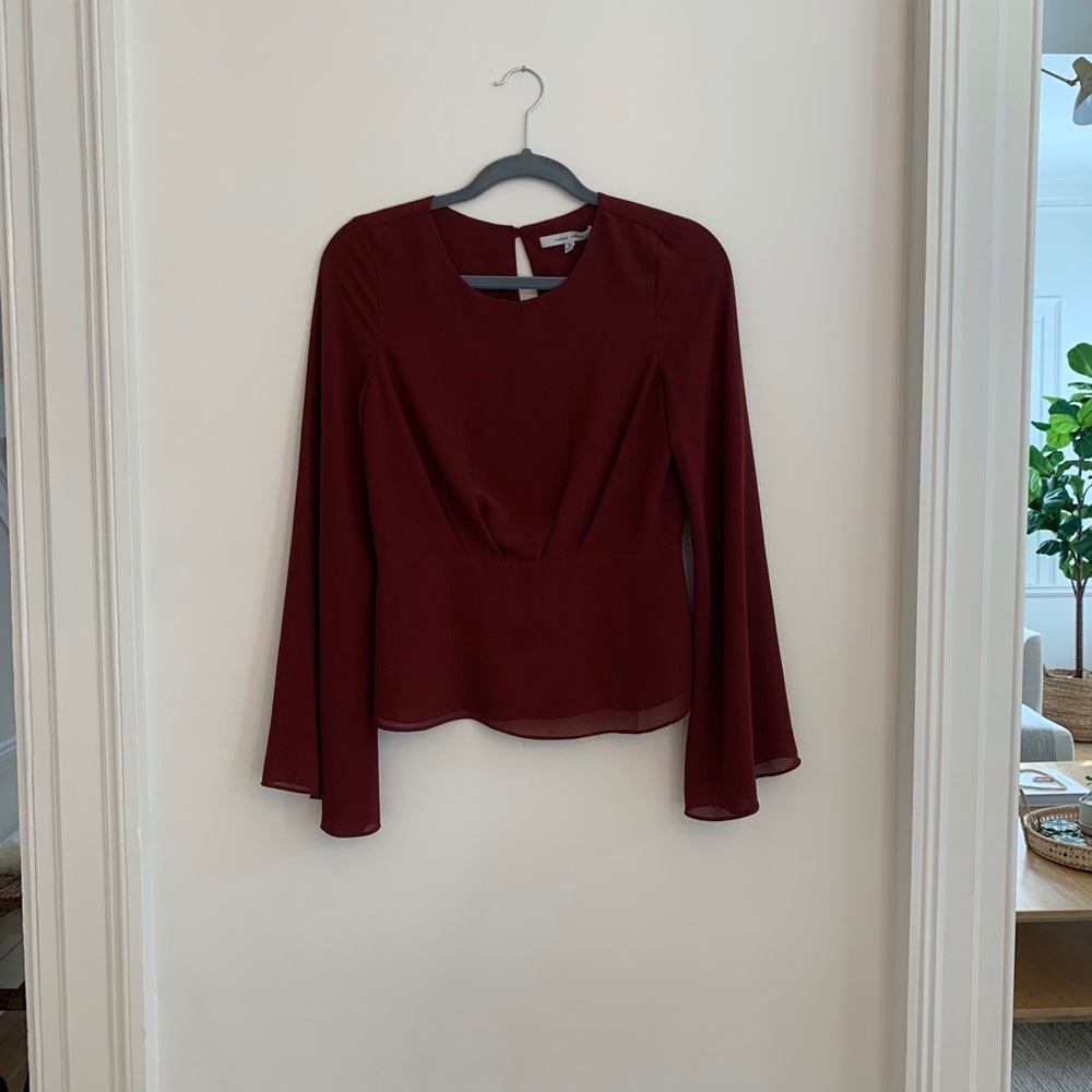 Maroon bell sleeve blouse